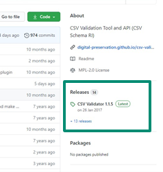 GitHub download page for CSV Validator